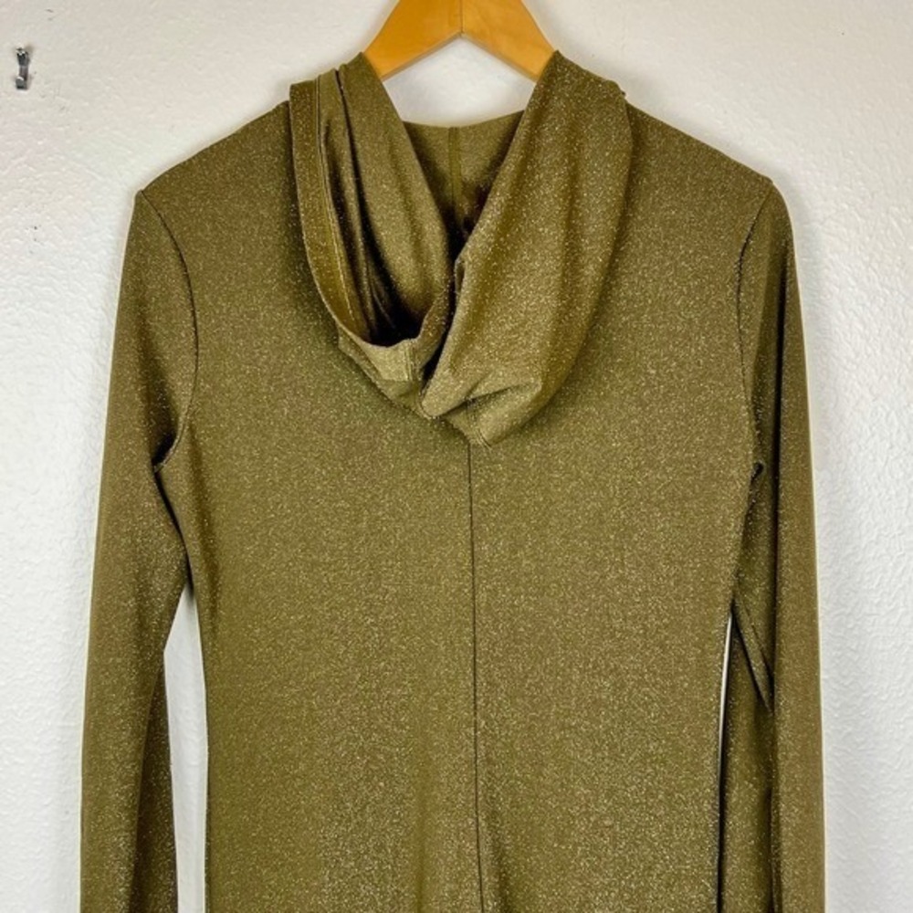 Savage X Fenty Womens Metallic Hooded Jumpsuit Olive Green Shimmer One Piece M - Picture 4 of 15